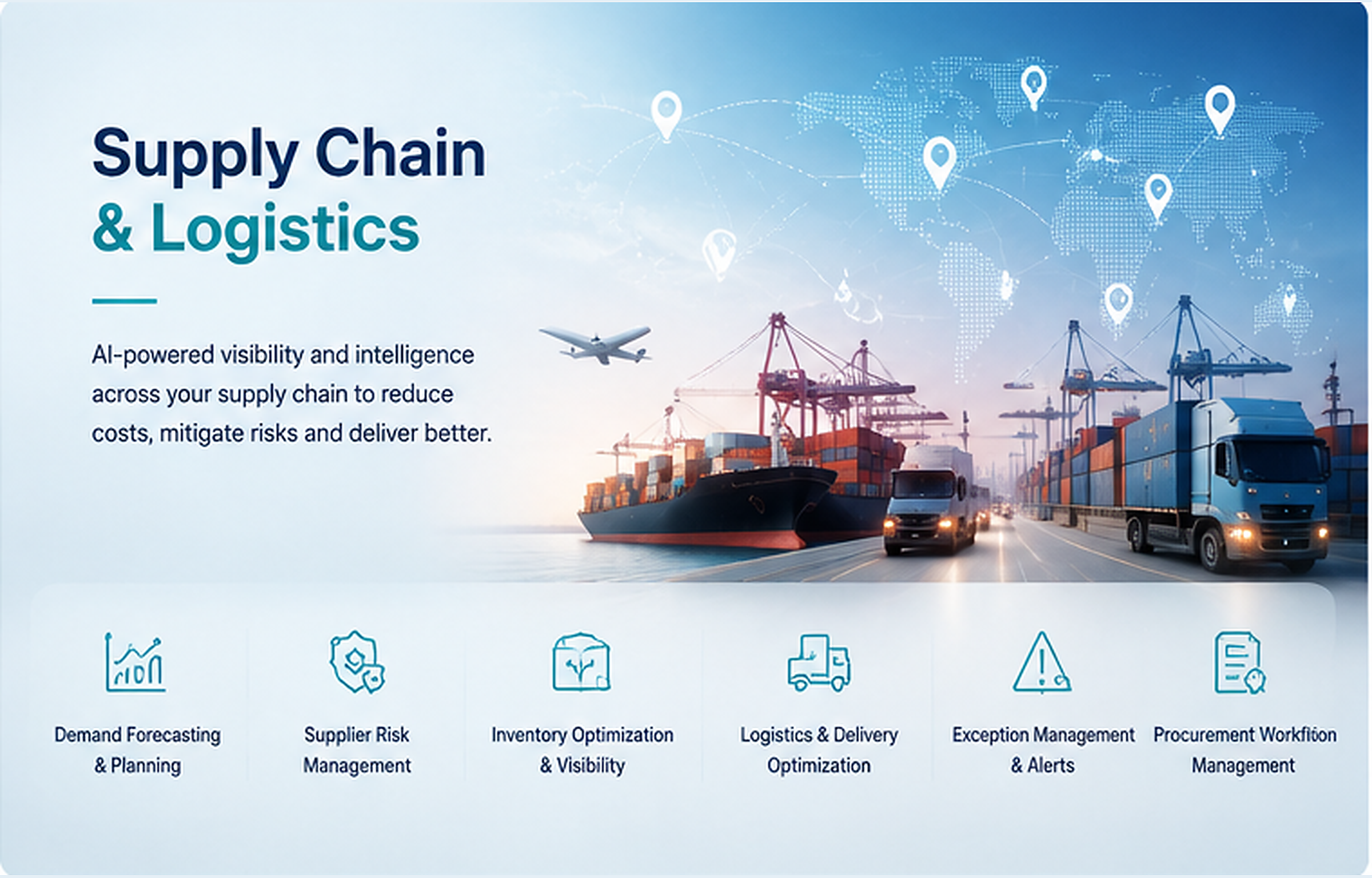 Illustration representing AI-enabled operations in Supply Chain & Logistics